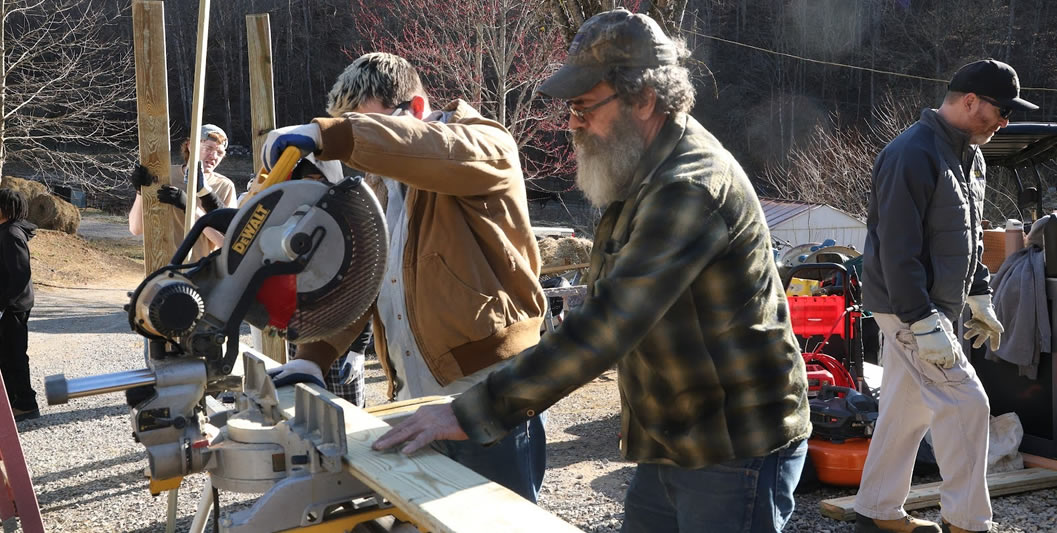 group students working with tools